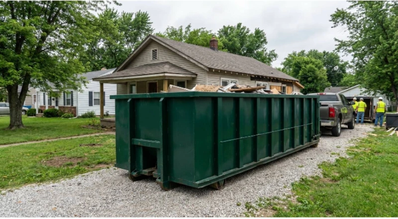 Roll-off container for a residential yard cleanup near Elgin Oklahoma
