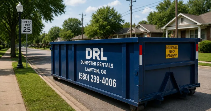 Dumpster placed on a public street in Lawton, OK