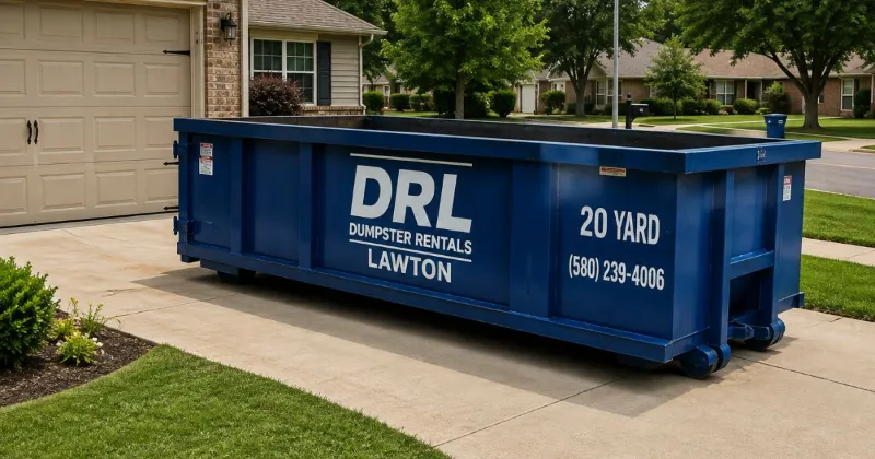 Dumpster Rental Permit Lawton on a private residential driveway