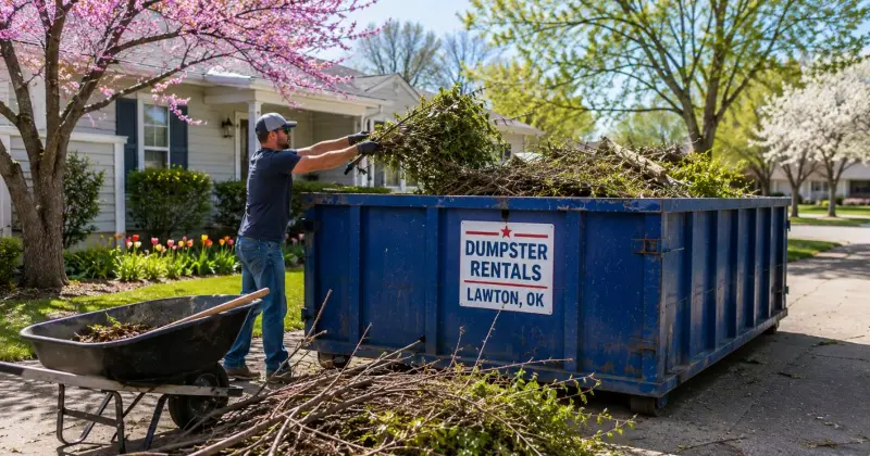 Spring yard cleanup and dumpster rental in Lawton Oklahoma