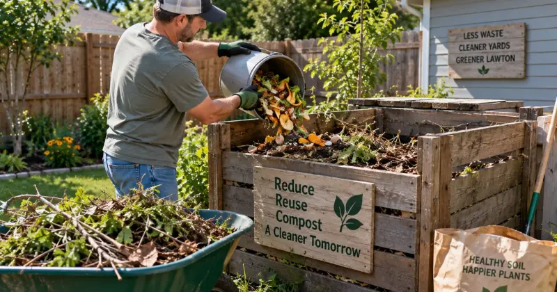 Home composting of food scraps, leaves, and yard trimmings as an alternative to dumpster disposal