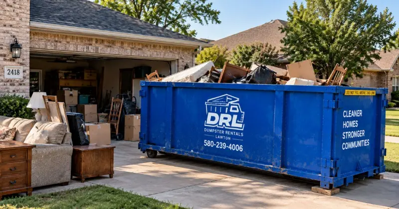 dumpster rental for home downsizing project in Lawton