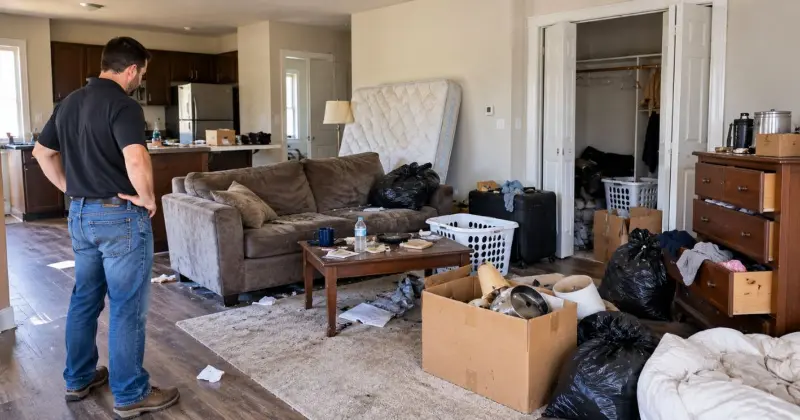 One person inspecting the room