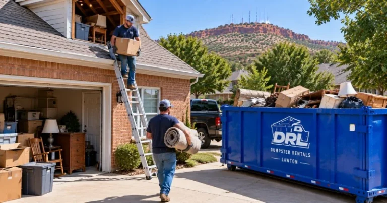 Attic cleanout dumpster in Lawton OK