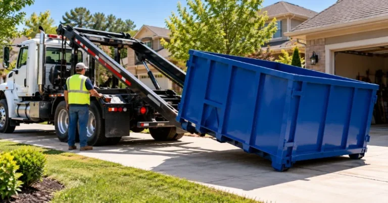 Driveway dumpster delivery to a residential driveway in Lawton OK