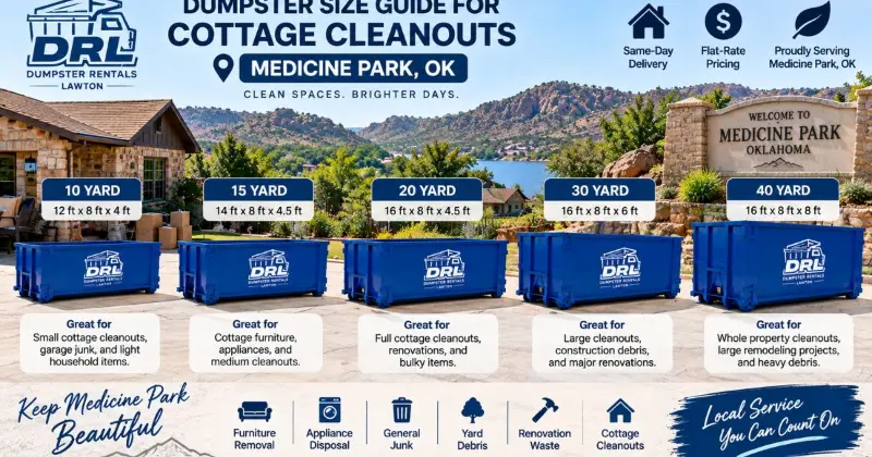 Dumpster size guide for cottage cleanouts in Medicine Park, Oklahoma