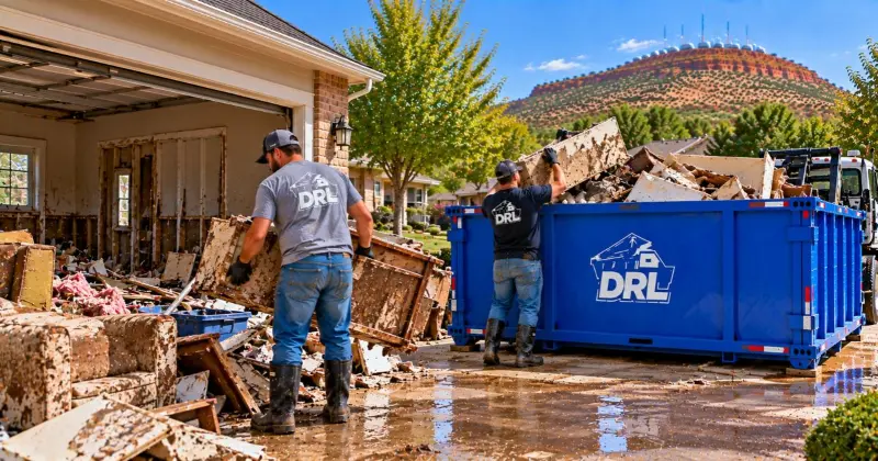 Dumpster for flood cleanup debris in Lawton OK