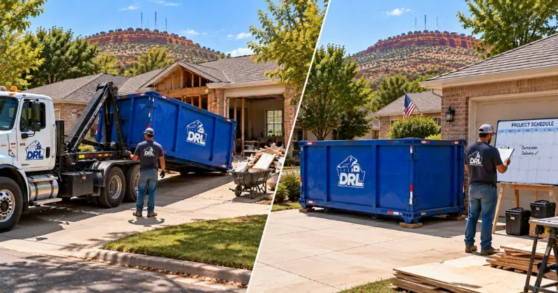 Same-day and scheduled dumpster delivery compared at a residential renovation project in Lawton, Oklahoma